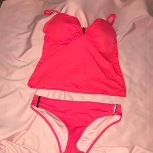 Victoria’s Secret coral tankini and bikini bottoms